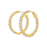 14K Yellow Gold 30Mm Round Inside Out Lab Grown Diamonds Hoop Earrings