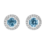 December Birthstone Earrings: 14K White Gold Diamond And Swiss Blue Topaz Earrings