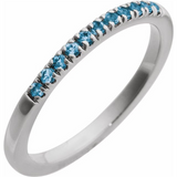 14K White Gold December Birthstone Round Blue Topaz Band Ring