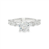 14K White Gold Classic Round Natural Diamonds Engagement Ring