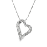 JT ESTATE 14K White Gold Natural Diamonds Heart Pendant