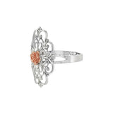 JT ESTATE 10K White And Rose Gold Rose Filigree Ring