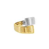 JT ESTATE 14K Yellow And White Gold Thick Bypass Ring