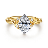 14K Two-Tone 'Daija' Twist Oval Natural Diamonds Engagement Ring