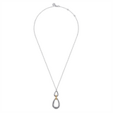 Sterling Silver And 14K Yellow Gold Bujukan Pear Shape Pendant Necklace