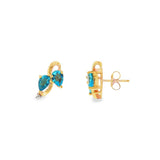 JT ESTATE 14K Yellow Gold Blue Topaz Stud Earrings