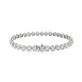 14K White Gold Bezel Set Natural Diamond Tennis Bracelet