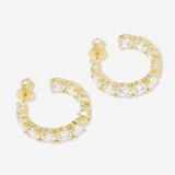 18K Yellow Gold Overlay 'Oh She Fancy' Cubic Zirconia Inside Out Hoop Earrings