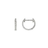 18K White Gold 10Mm Round Huggie Natural Diamonds Hoop Earrings