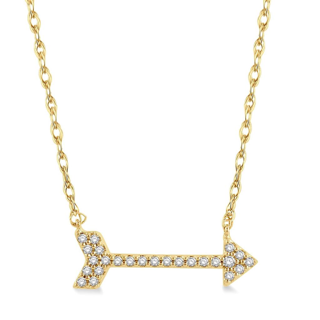 10K Yellow Gold Diamond Arrow Necklace