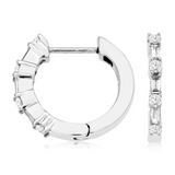 14K White Gold 15Mm Round Huggie Natural Diamonds Hoop Earrings