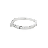14K White Gold Curved Natural Diamonds Band