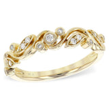 14K Yellow Gold Free Form Natural Diamonds Ring