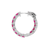 July Birthstone Sterling Silver Lab Grown Ruby Inside Out Earrings