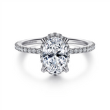 Platinum 'Hart' Hidden Halo Oval Diamond Engagement Ring