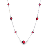 Sterling Silver Garnets Station Necklace