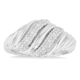 Sterling Silver Twisted Rib Diamond Ring