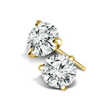 14K Yellow Gold 0.75 CTW Round Natural Diamonds Stud Earrings