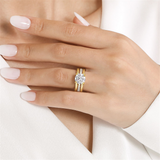 14K Yellow Gold 'Reeba' Wide Band Round Natural Diamonds Engagement Ring
