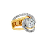 14K White And Yellow Gold Contemporary Round Diamond Engagement Ring