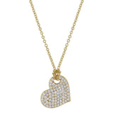 14K Yellow Gold Natural Diamonds Pavé Heart Pendant