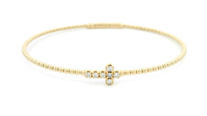 14K Yellow Gold Natural Diamonds Cross Flex Bracelet
