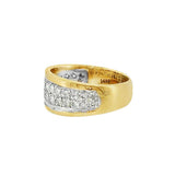 JT ESTATE 14K Yellow And White Gold Wide Natural Diamonds Band
