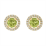 14K Yellow Gold Peridot Halo Earrings