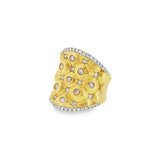 JT ESTATE 18K Yellow Gold Charles Krypell Quilted Natural Diamond Ring