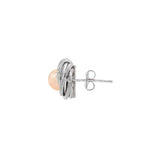 JT ESTATE 14K White Gold Swirled Pearl Button Earrings