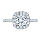 14K White Gold Halo Round Diamond Engagement Ring
