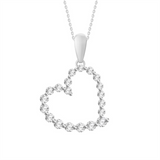 14K White Gold Natural Diamond Heart Pendant