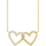 14K Yellow Gold Natural Diamonds Heart Necklace