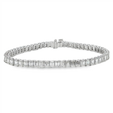 18K White Gold Emerald Cut Natural Diamonds Tennis Bracelet