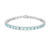 November Birthstone Pendant: Sterling Silver Oval Sky Blue Topazes Tennis Bracelet