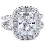 18K White Gold Halo Radiant Natural Diamonds Engagement Ring