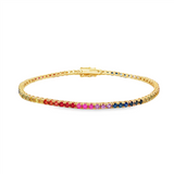 14K Yellow Gold Rainbow Sapphires Tennis Bracelet