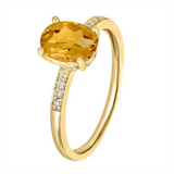 November Birthstone Rings: 14K Yellow Gold Diamond And Citrine Ring