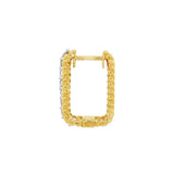 14K Yellow And White Huggie Natural Diamonds Hoop Earrings