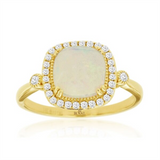 14K Yellow Gold Cabochon Octagon Halo Ring