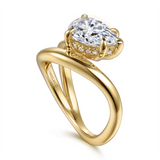 14K Yellow Gold 'Eleanora' Contemporary Pear Natural Diamonds Engagement Ring
