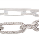 18K White Gold Natural Diamonds Paperclip Bracelet