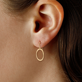 14K Yellow Gold Simple Oval Dangle Earrings