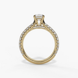 14K Yellow Gold Hidden Halo Oval Natural Diamonds Engagement Ring