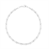 Sterling Silver Double Strand Bead Link Anklet