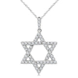 14K White Gold Natural Diamonds Star Of David Pendant