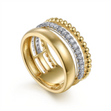 14K Yellow And White Gold Bujukan Easy Stackable Diamond Ring