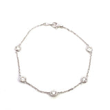 14K White Gold Natural Diamonds Station Bracelet