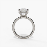 14K White Gold Hidden Halo Round Diamond Engagement Ring