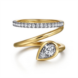 14K Yellow And White Gold Wide Band Wrap Diamond Ring